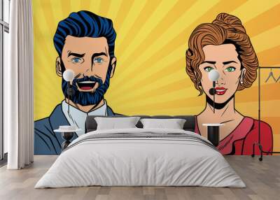 Pop art business couple Wall mural