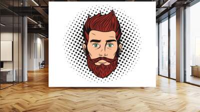 Pop art hipster face Wall mural