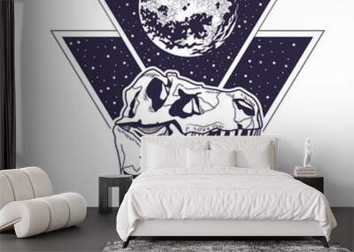 Rock and roll vintage emblem with drawings Wall mural