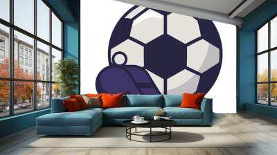 soccer sport balloon with referee whistle Wall mural