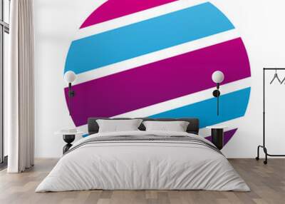 sphere with stripes purple and blue company logo colorful design icon Wall mural