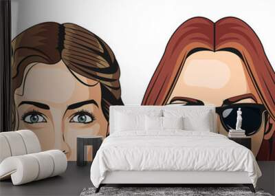 two girls young happy hairstyle sunglasses vector illustration eps 10 Wall mural