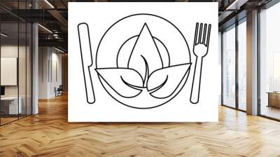 vegetarian food diet health thin line vector illustration eps 10 Wall mural