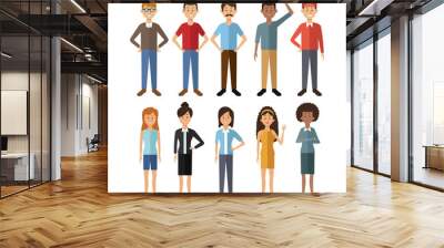 white background with full body group people of the world diversity vector illustration Wall mural