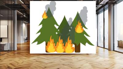 wildfire destroys pines smock vector illustration eps 10 Wall mural