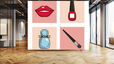 Women make up icons set icon vector illustration graphic design Wall mural