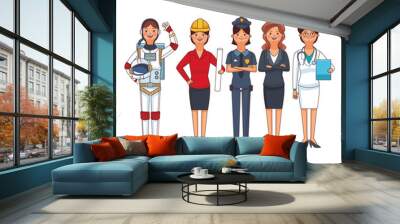 women profession and occupation avatars Wall mural