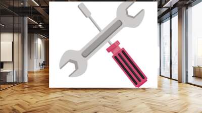 wrench key and screwdriver tools crossed Wall mural