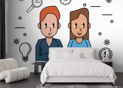 Young business teamwork icon vector illustration graphic design Wall mural