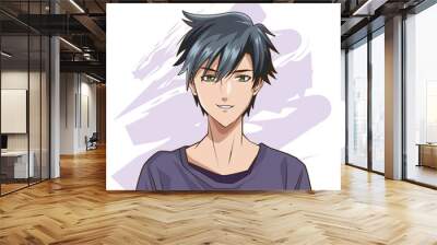 young man anime style character Wall mural