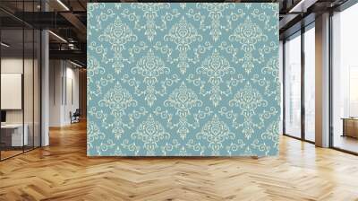 Pale blue elegant seamless pattern in vintage style. Wall mural