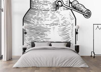 Milk can illustration, drawing, engraving, ink, line art, vector Wall mural