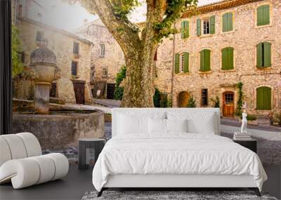 Beautiful Provence town square in Vaison la Romain, France Wall mural