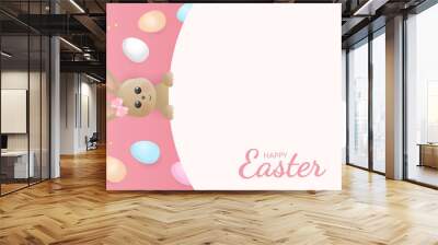 Cute bunny and easter egg with copy space banner Wall mural