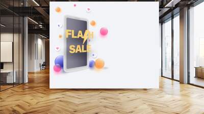 Flash sale on mobile phone with colorful ball Wall mural