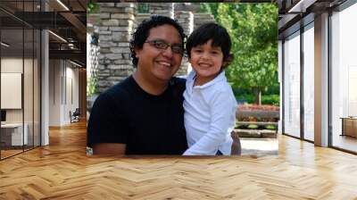 Handsome Hispanic father and son Wall mural