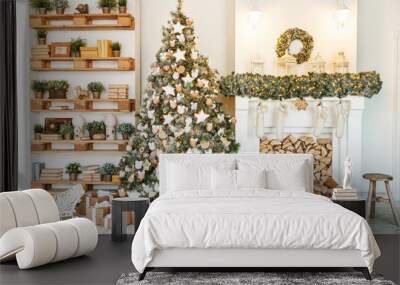 Christmas decor. Christmas tree decorations   homes Wall mural