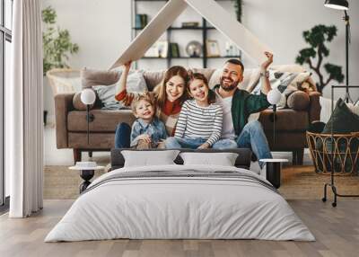 concept housing a young family. mother father and children in  new home. Wall mural