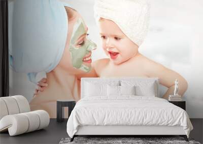 family beauty treatment in  bathroom mask for face skin Wall mural