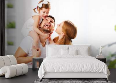 happy family mother, father,  child at home Wall mural