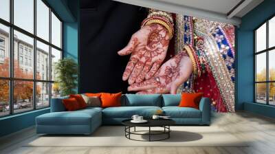 Bridal mehndi on hands (henna) Wall mural