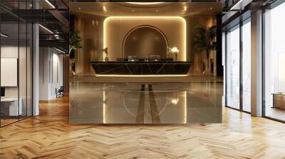 3d render of luxury hotel reception lobby Wall mural