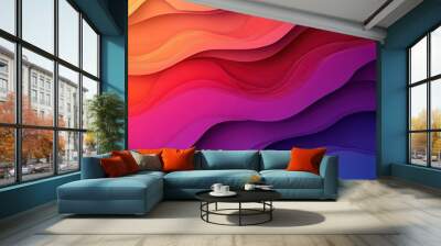 Abstract Colorful Paper Cutout Waves Pattern Wall mural