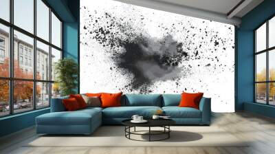 Chalk Pieces and Powder in Flight: Explosion Effect Isolated on White Wall mural