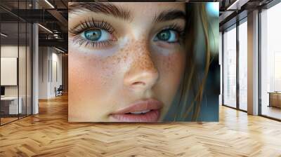 close up of a female eye with long eyelashes Wall mural