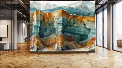 Cross-section of the Earth's crust with mineral deposits Wall mural