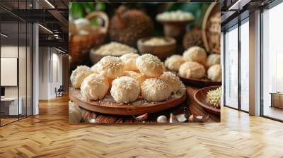 Durian Cake, arepas food, bakery, casual snacks Wall mural