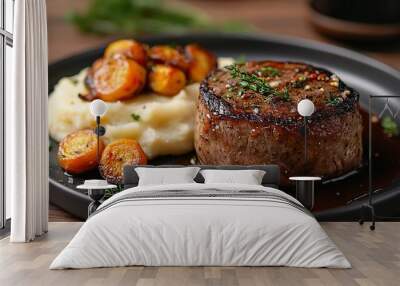 Grilled Steak with Mashed Potatoes and Roasted Vegetables Wall mural