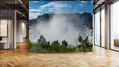 Shoshone Falls Park on bright, sunny summer day with mist and rainbow over waterfall, Twin Falls, Idaho, USA Wall mural