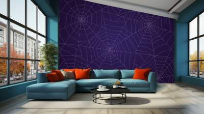 Spooky Spider Web Halloween Background Purple Vector CMYK Printer-Safe Colors Wall mural