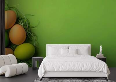 Green-toned Easter Egg Background with Traditional Ornamental Holiday Decoration Wall mural