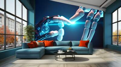 zwei Roboterhände berühren sich, generative AI Wall mural