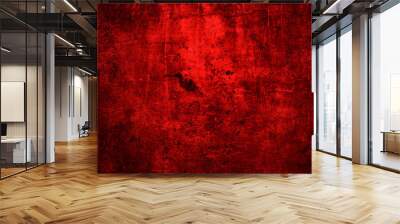 Red wall texture background. scary red wall for background, Old shabby blood paint and plaster cracks. Wall mural