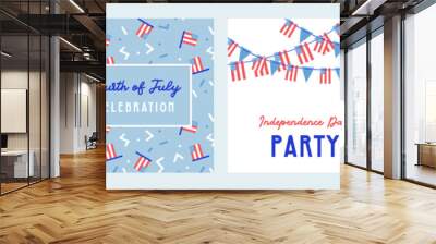 American Independence Day celebrations. greeting design with USA patriotic colors. Collection of greeting background designs, 4th of july, social media promotional content. Vector illustration Wall mural