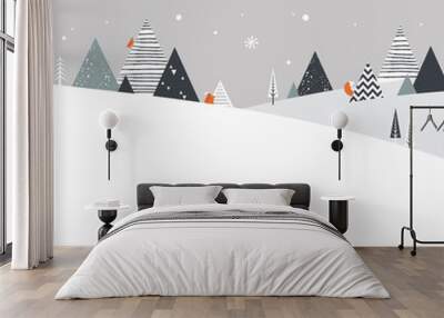 christmas winter landscape background. abstract vector Wall mural