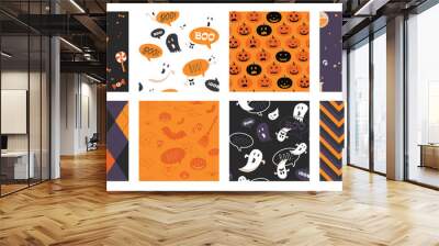 Set of Halloween seamless pattern set for poster, card, banner or background for Trick or Treat Halloween Party. vector illustration Wall mural