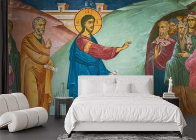 Mural painting of preaching Jesus Christ in Tolga Monastery Wall mural