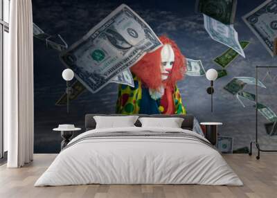 clown is increable even though it rains money Wall mural