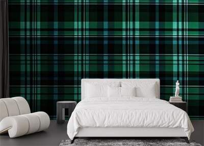 Cabin Green Plaid Textile Pattern Tartan Cloth Crisscrossed Lines Checkered Backdrop Cozy Banner Rustic Background Sett Wallpaper Wall mural