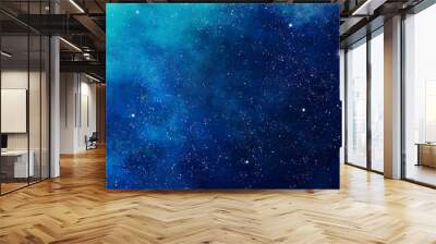 Blue watercolor space background. Illustration painting Wall mural