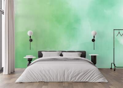 Green watercolor background. Digital painting. Wall mural