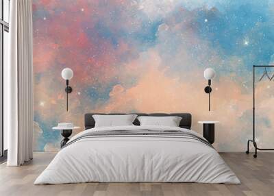 pink pastel watercolor space background Wall mural