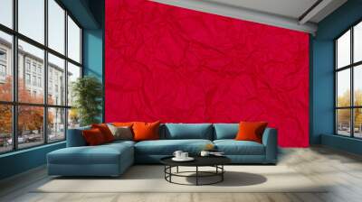 Red crumpled paper background. Crumpled red paper texture Wall mural