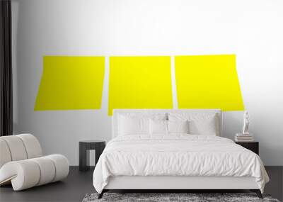 Three yellow Blank Sticky Notes on white background Wall mural