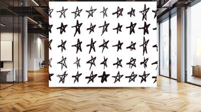 Strikethroughs and scribbles. 45 randomly drawn squiggles and doodles. Vector set of handwritten stars Wall mural