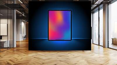 Smart device tablet computer light screen, mobile tab technology display light banner. The smartphone screen glows in the illustrations. Modern tablet vector abstract background Wall mural